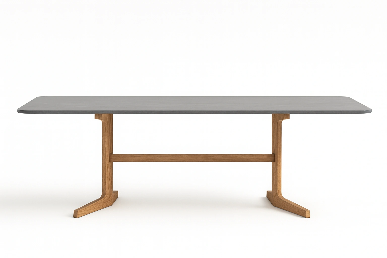 Tavolo rettangolare con piano grigio e base in legno-woodhomecraft